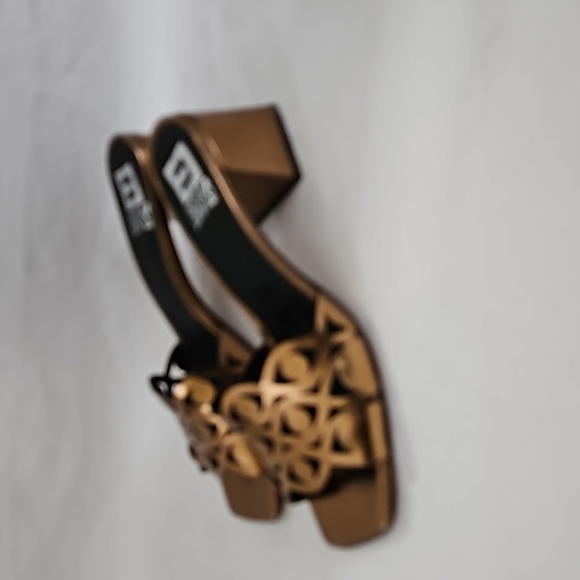 New EMANUELE CRASTO Laser Cut Heel Bronze Leather Sandal Mules Size 40 - Picture 5 of 16